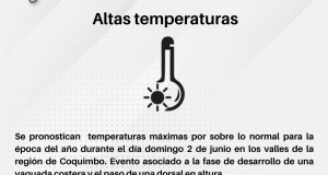 Para este domingo se Pronostican temperaturas de hasta 30° en valles de la Región de Coquimbo