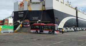 Llegaron al país los buses eléctricos que operarán en La Serena y Coquimbo.